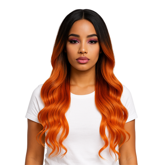 Clementine - Orange synthetic lace front wig