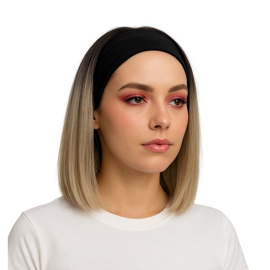 Connie 16” Blonde & Brown Headband Wig – Heat-Safe Synthetic, Easy Wear