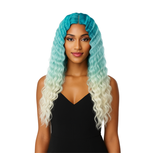 Ombre Green Blonde Wig - Its a Wig 5G TRUE HD Lace Front Wig Crimped Hair 5