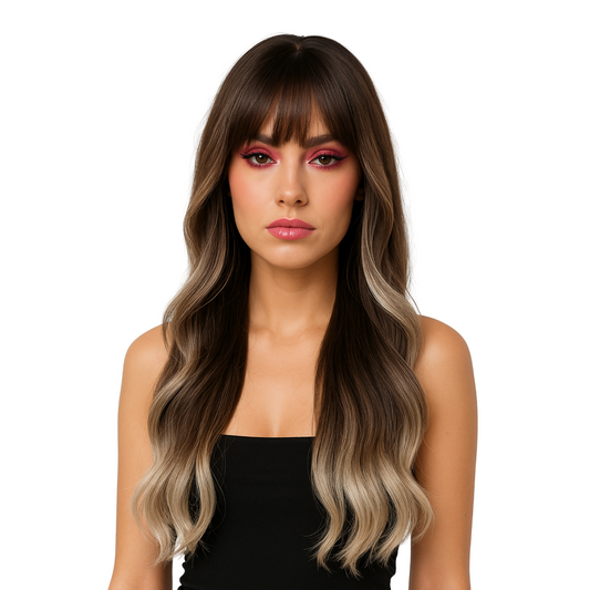 Dawn - Ash Brown synthetic wig with bangs
