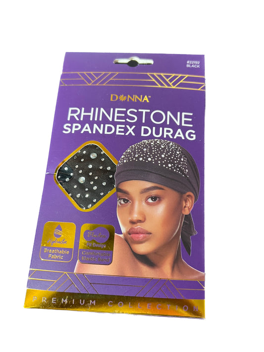 Donna Rhinestone Spandex Durag - Black