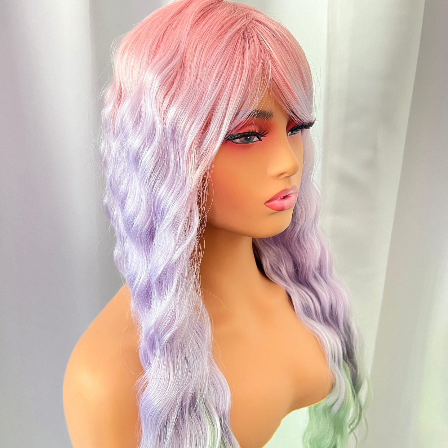 Ava - Rainbow pastel wig with bangs