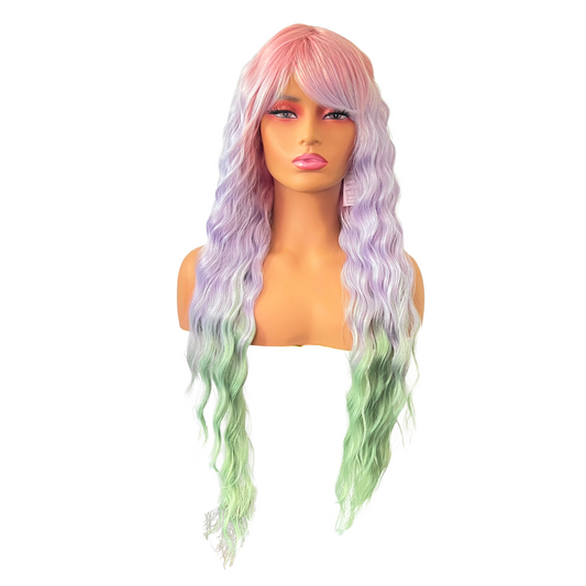 Ava - Rainbow pastel wig with bangs