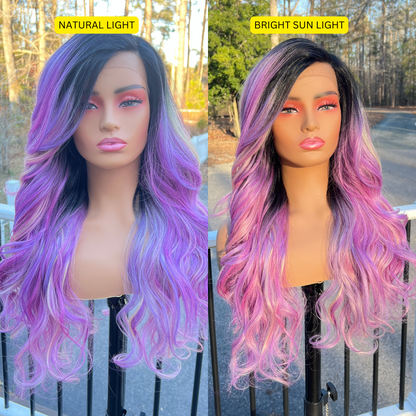 Ellie - Purple Synthetic lace front Wig