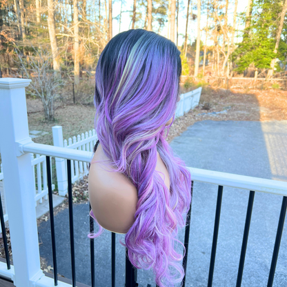 Ellie - Purple Synthetic lace front Wig