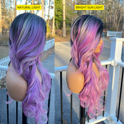 Ellie - Purple Synthetic lace front Wig