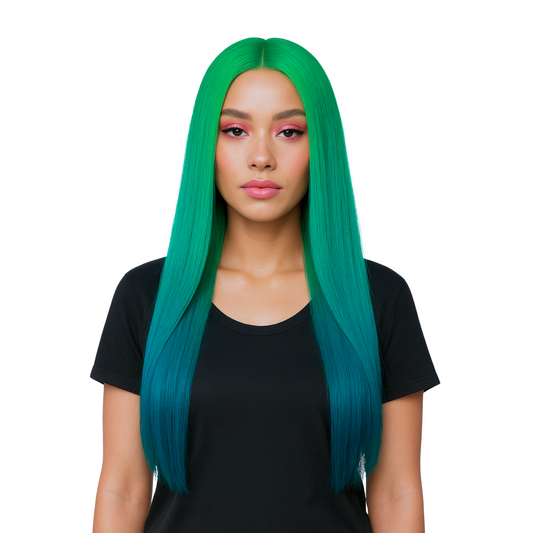 Envy 30” Lace Front Synthetic Wig – Extra-Long, 2-Tone Ombre Green