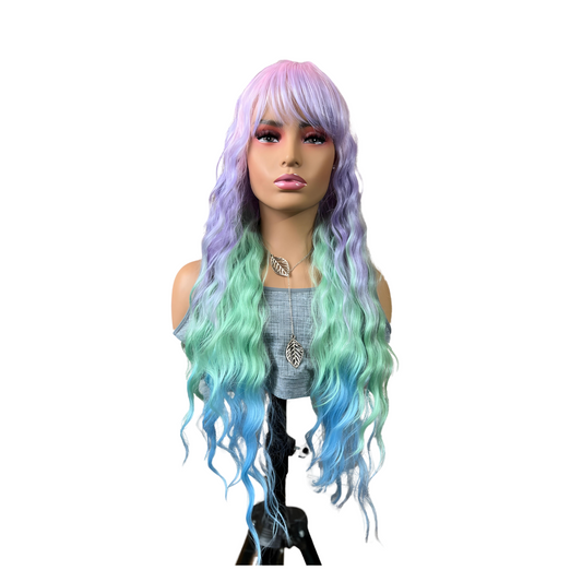 Esmerelda - 30" Unicorn Pastel rainbow wig with bangs