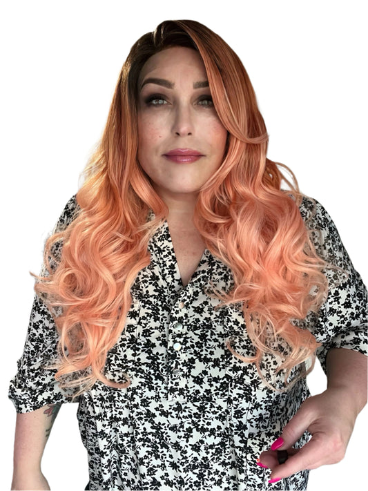 Ellie - Ombre Peach Synthetic lace front wig