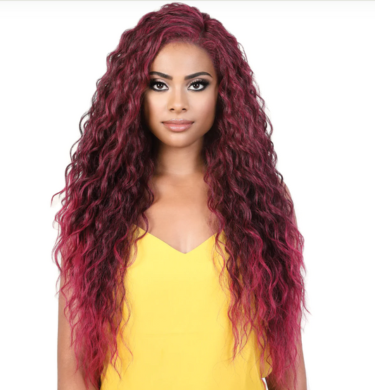 Motown Tress KLP FERI 13X5 Lace front synthetic wig - T1B/FUCHSIA