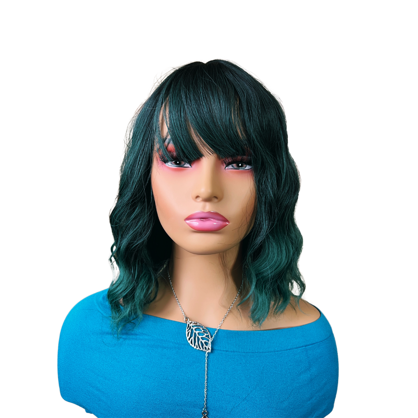 Holly - Black and Green wig with bangs