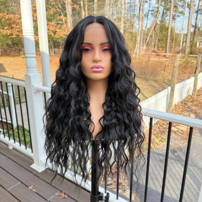 Shawna - 1B/Black lacefront wig black curly wig