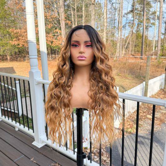 Shawna - Brown Curly synthetic lace front wig