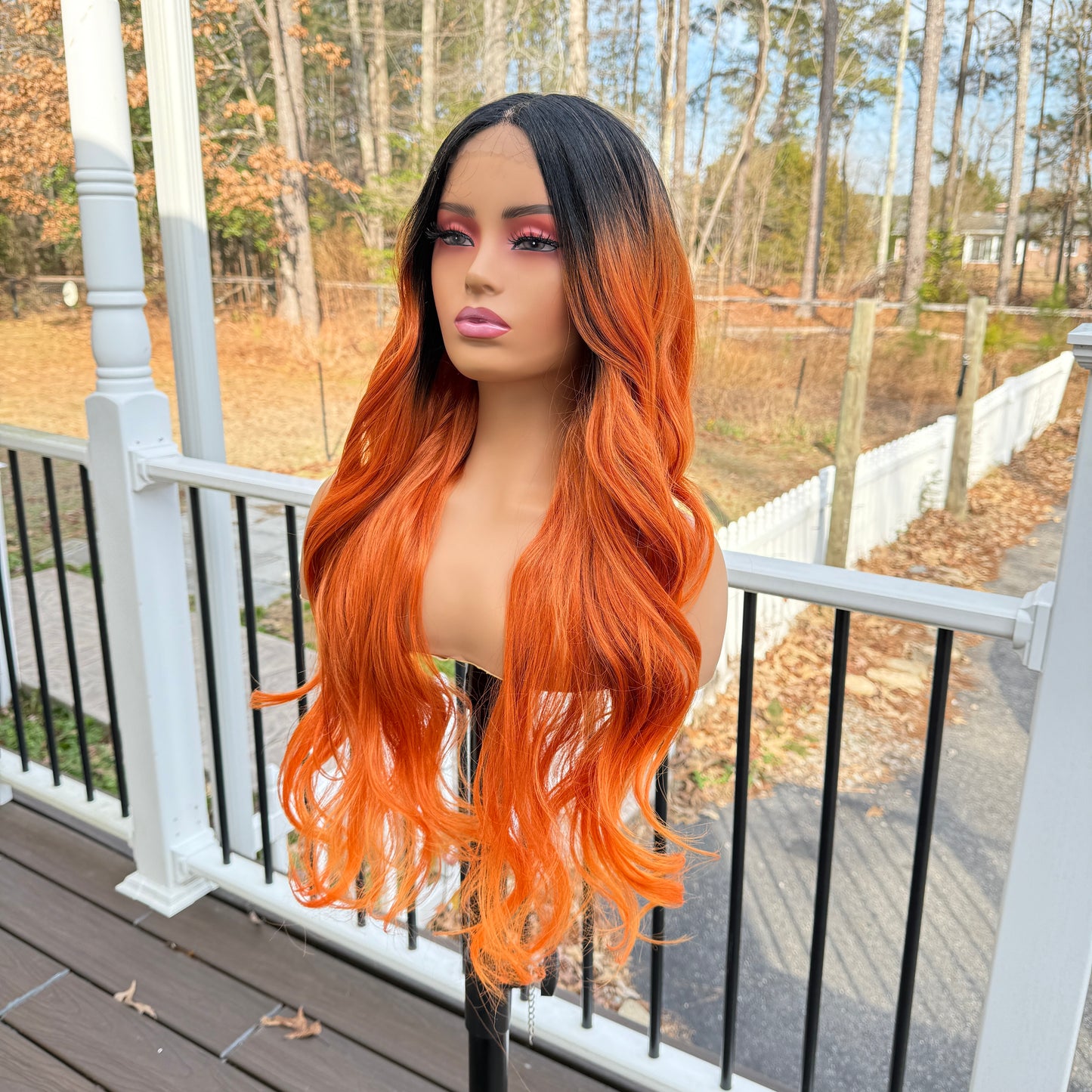 Clementine - Orange synthetic lace front wig