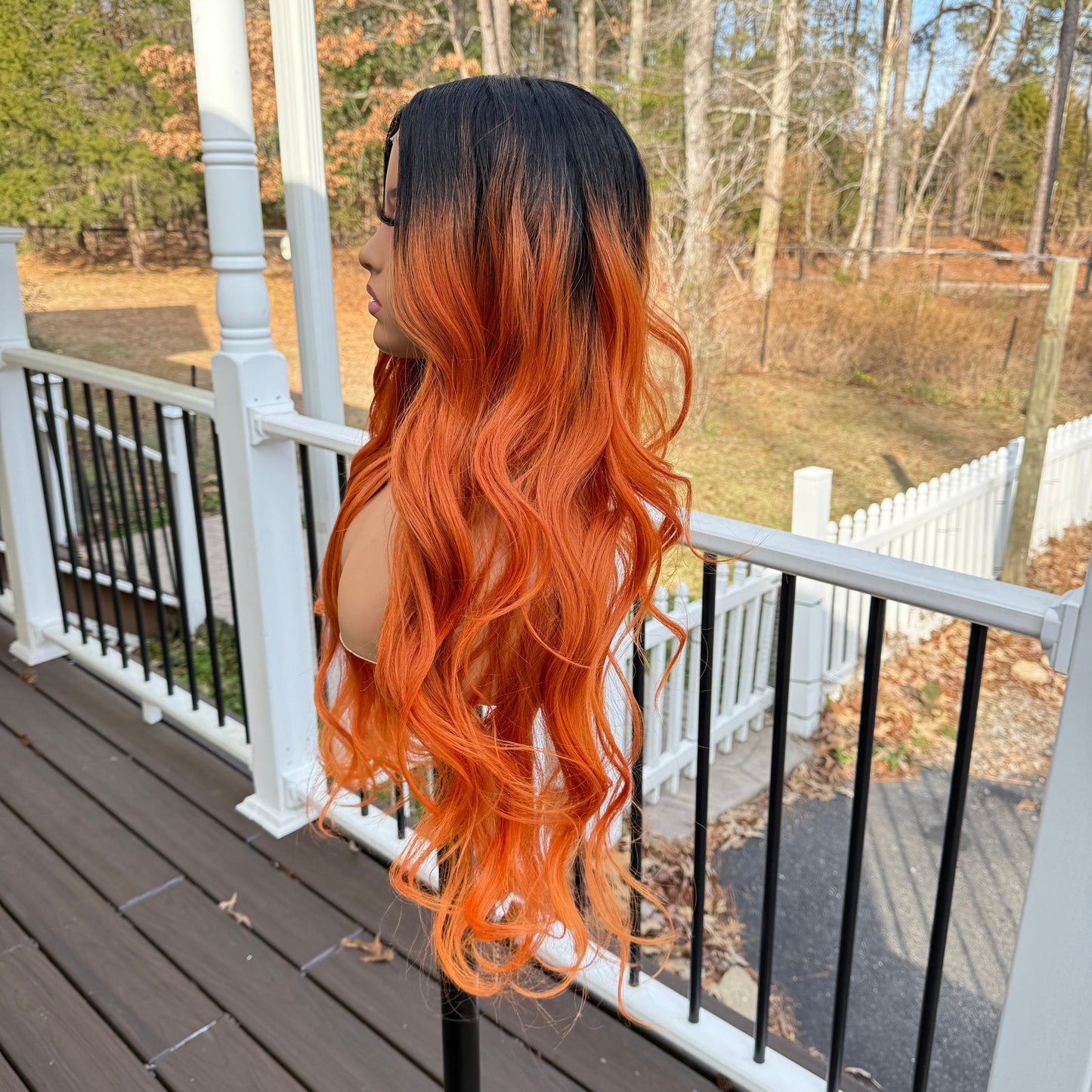 Clementine - Orange synthetic lace front wig