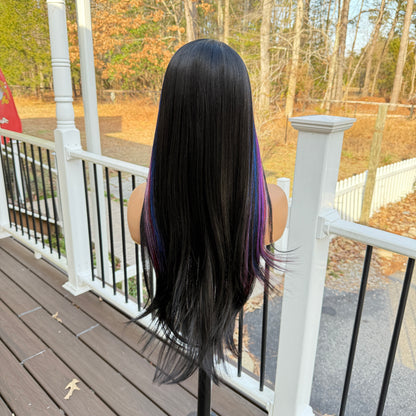 Candy Stripe - Black Rainbow lace front wig