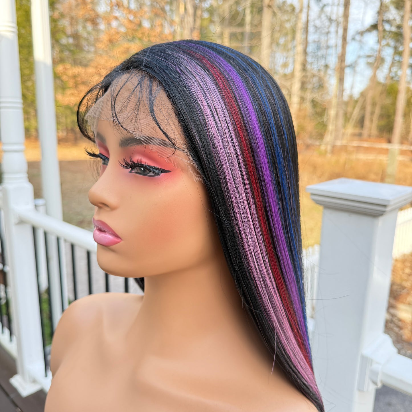 Candy Stripe - Black Rainbow lace front wig