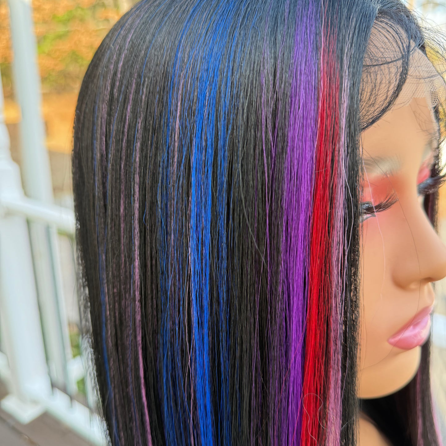 Candy Stripe - Black Rainbow lace front wig