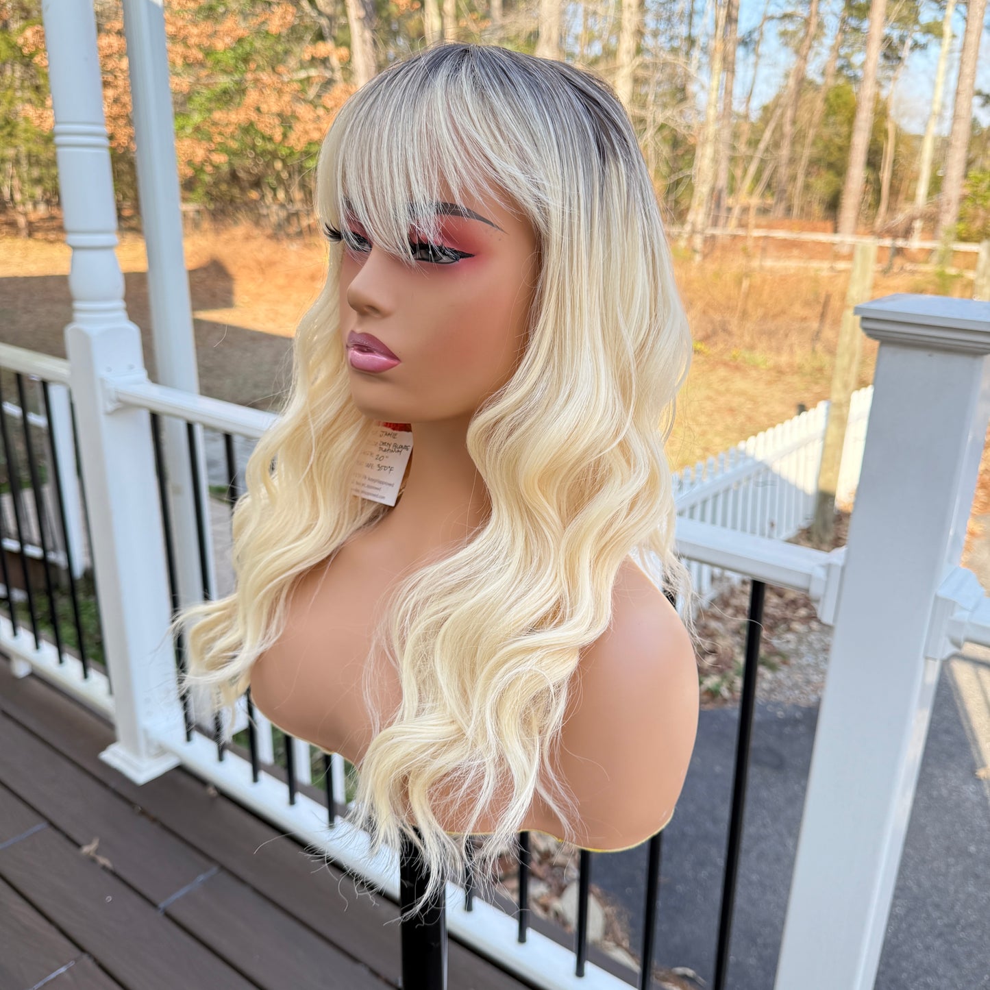 Jamie 20” Dirty Blonde & Platinum Synthetic Wig with Bangs – Heat Safe & Natural Look