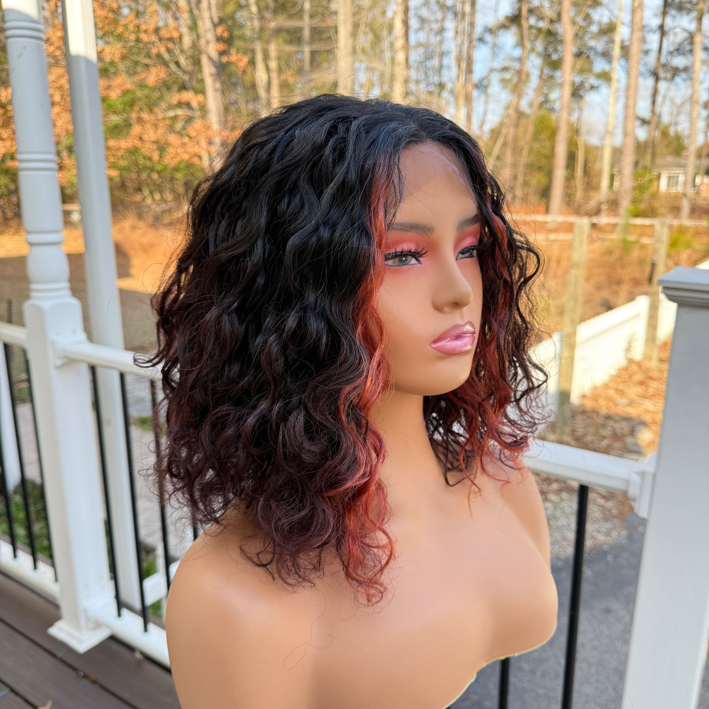 Josie -- 1B/350 curly super soft synthetic lace front wig