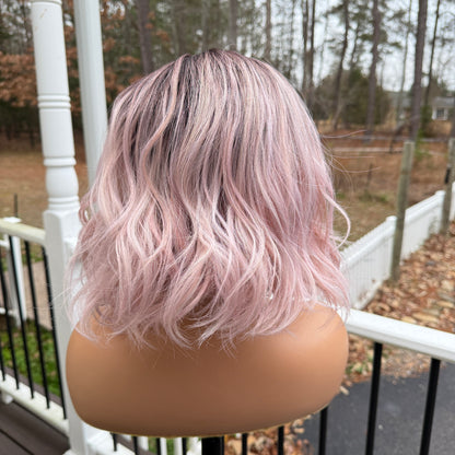 Sammy - curly pink wig with bangs