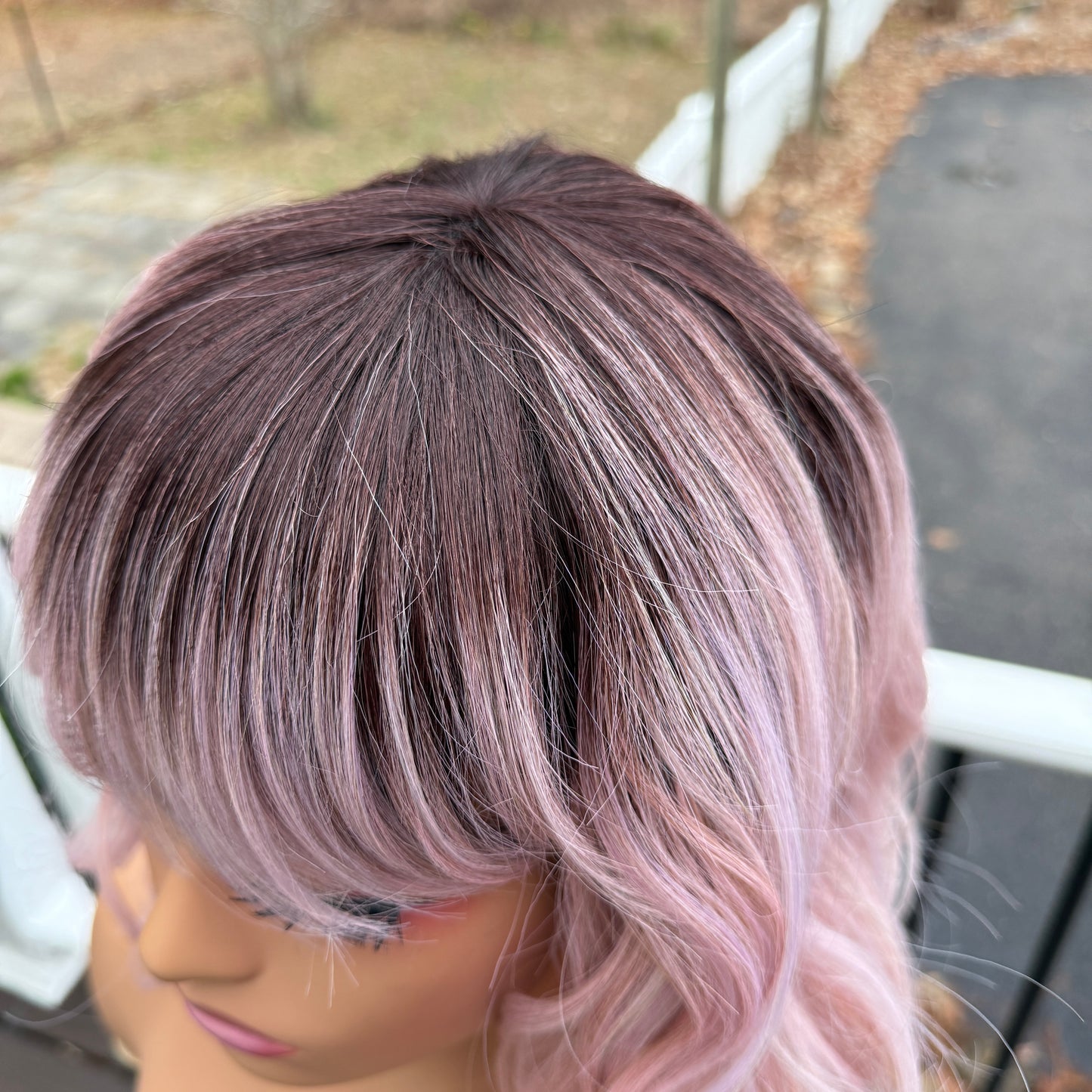 Sammy - curly pink wig with bangs