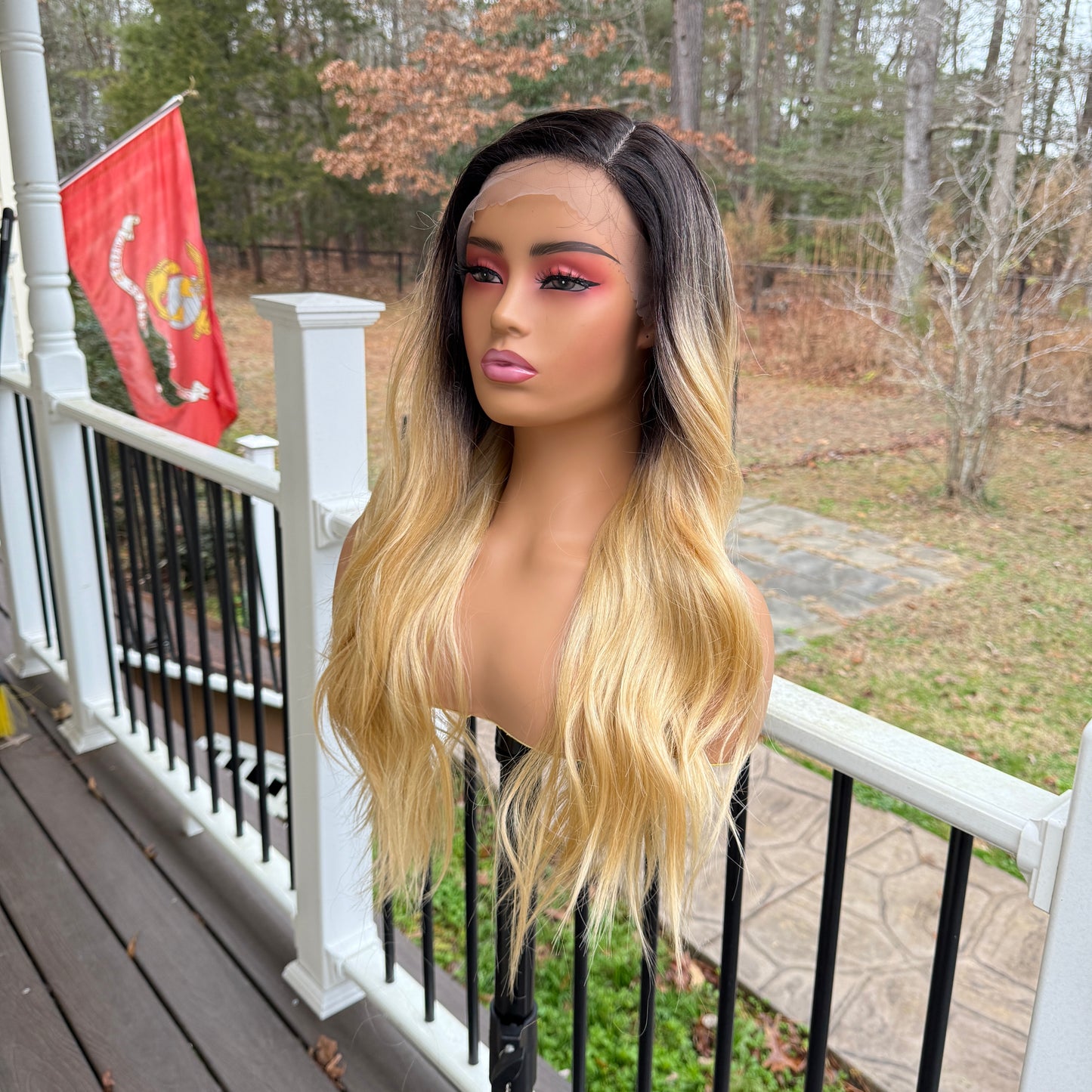 Kayla - Dark root blonde lacefront wig  side part wig