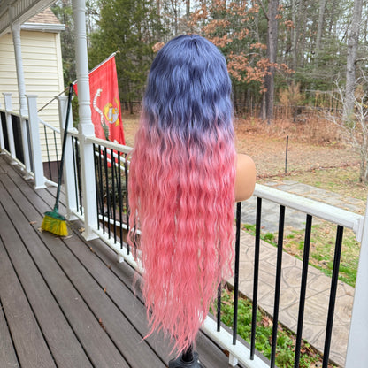 Starr - XLong pink and blue synthetic wig