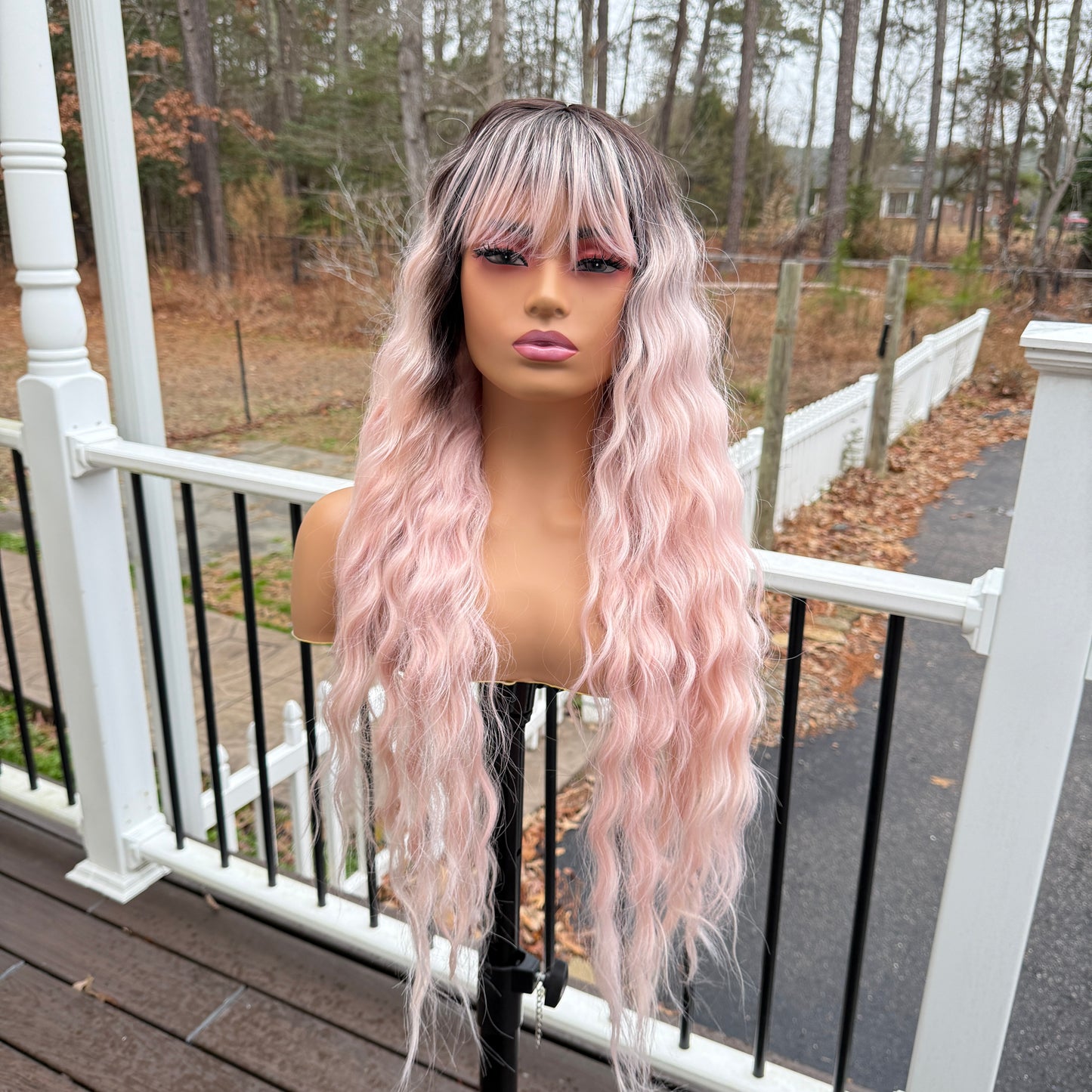 Estella - Rose pink wig with bangs