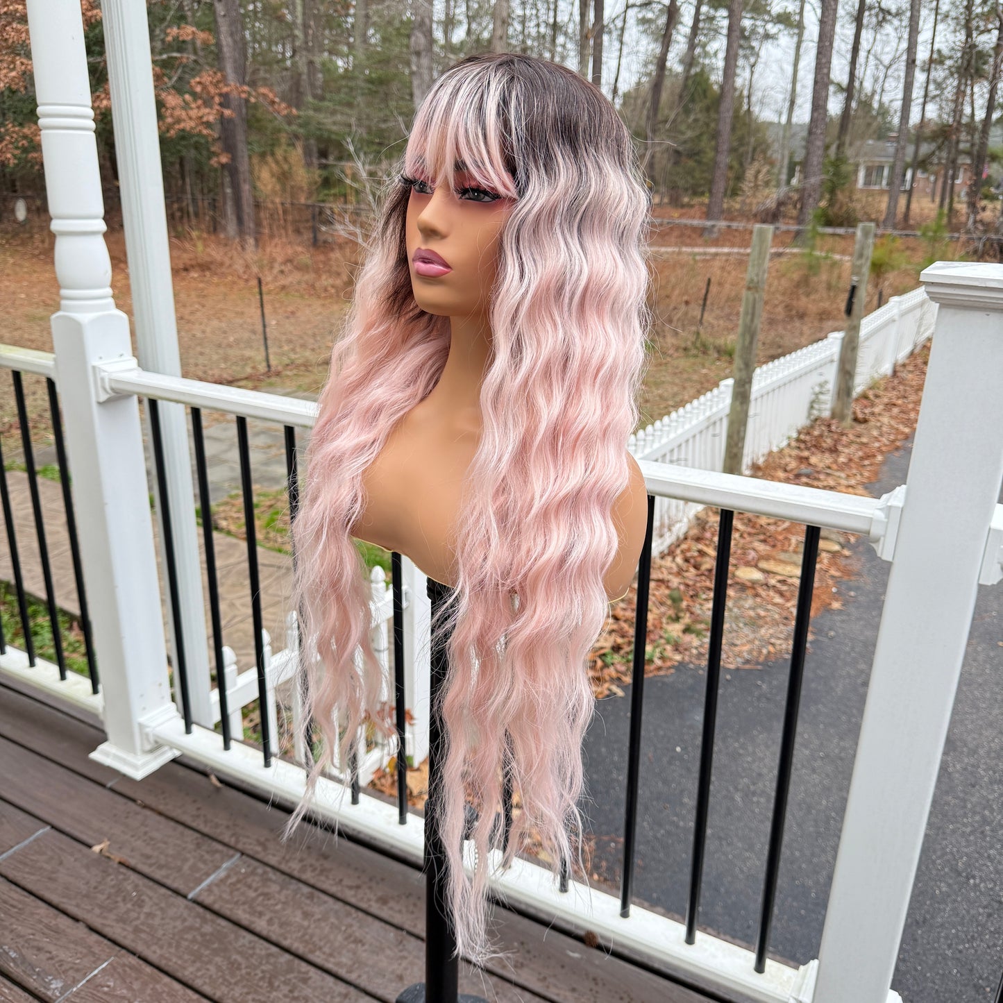 Estella - Rose pink wig with bangs