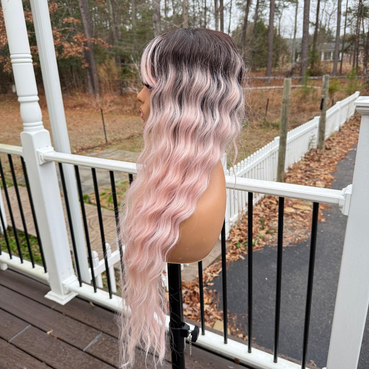 Estella - Rose pink wig with bangs