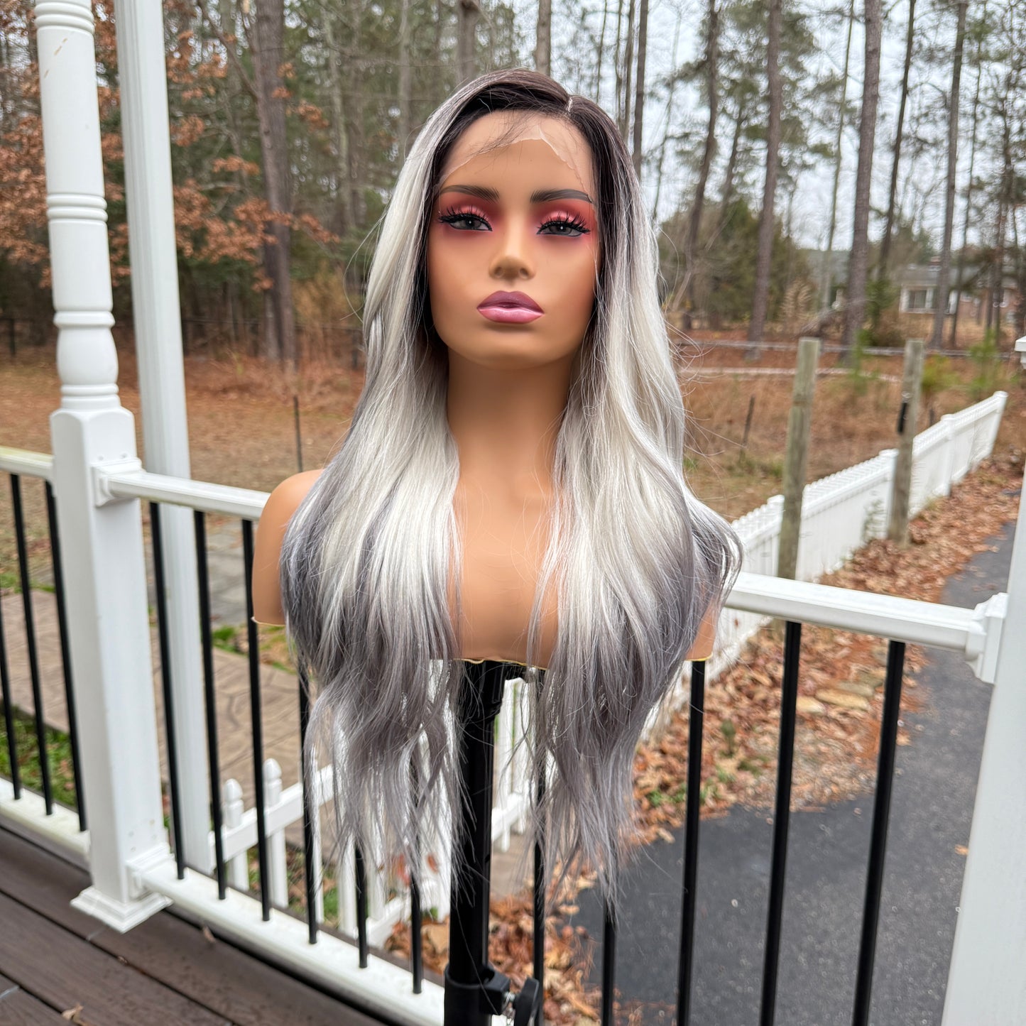 Madison-Wide parting space - White Blonde lace front wig