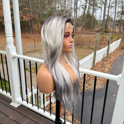 Madison-Wide parting space - White Blonde lace front wig