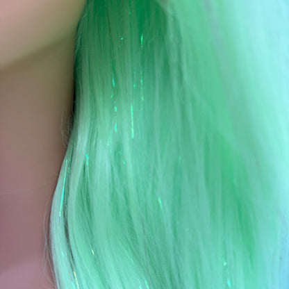 Fairy Dust - Tinsel highlight Neon and mint green wig