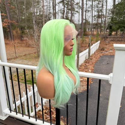 Fairy Dust - Tinsel highlight Neon and mint green wig