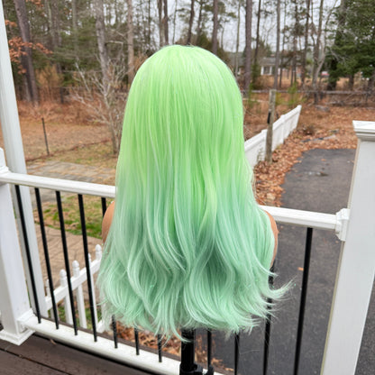 Fairy Dust - Tinsel highlight Neon and mint green wig