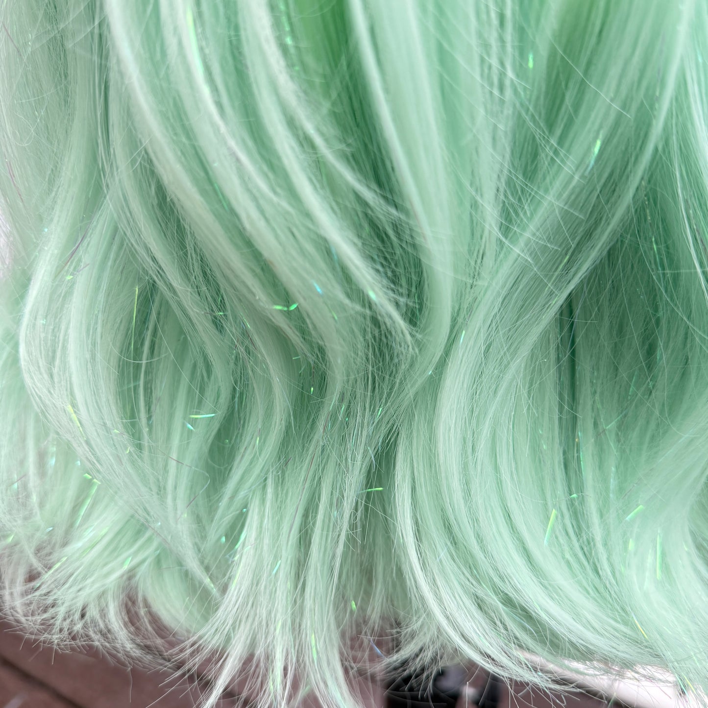 Fairy Dust - Tinsel highlight Neon and mint green wig