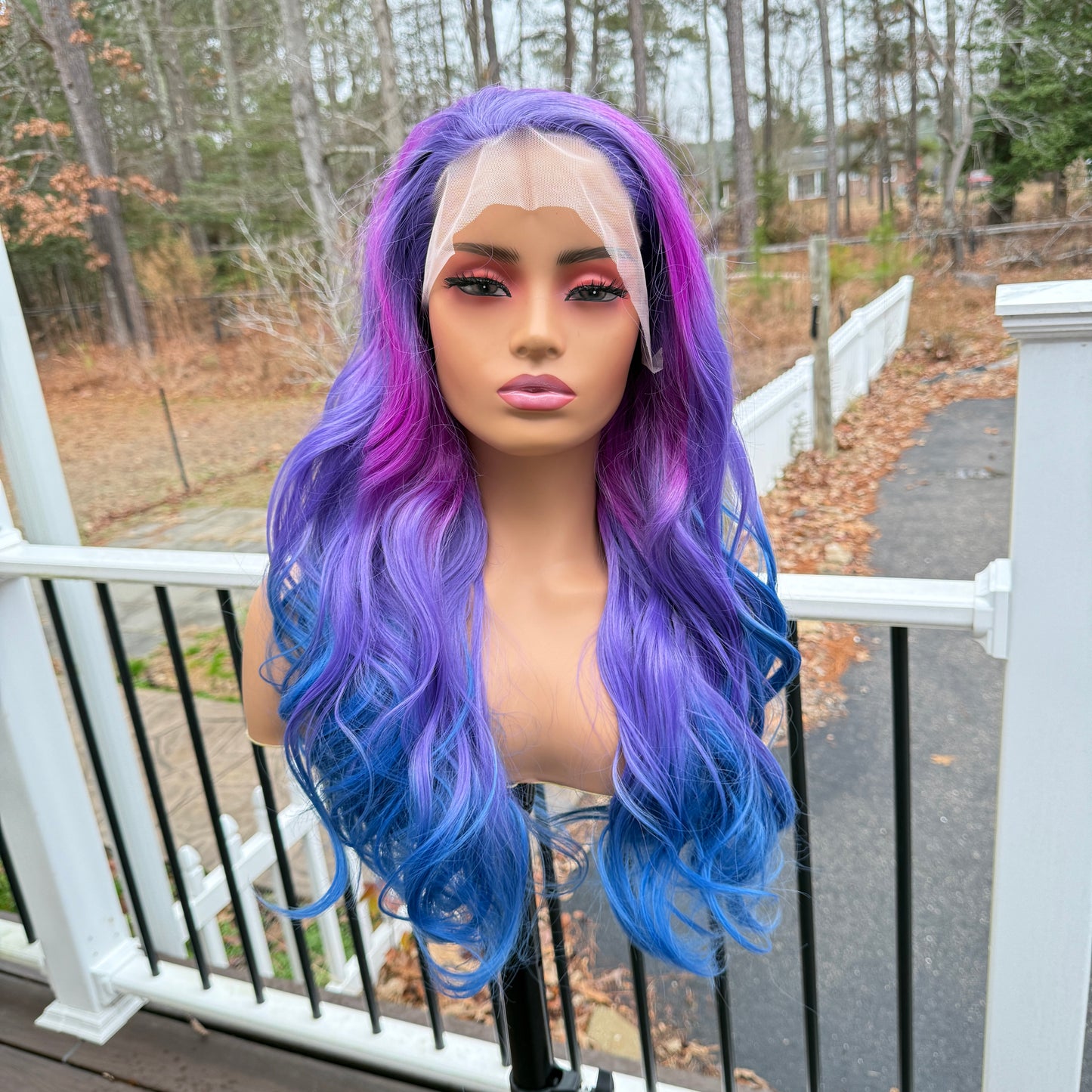 Sugar Plum - Ombre purple and blue lace frontal free parting space