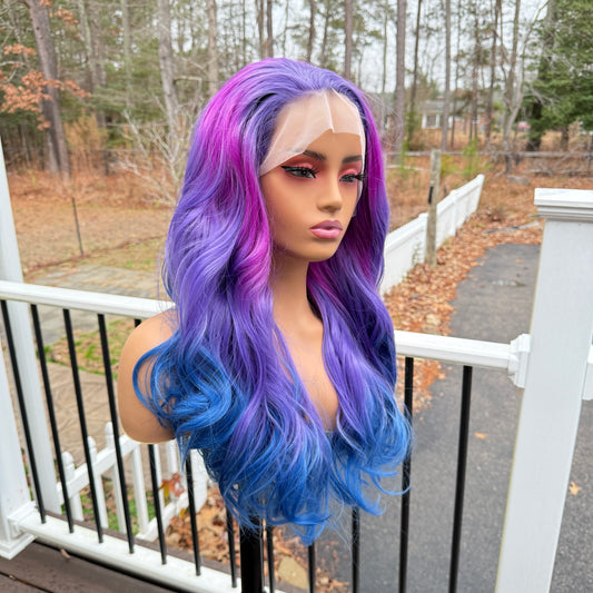 Sugar Plum - Ombre purple and blue lace frontal free parting space