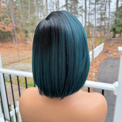 Kylie - Emerald Teal sleek bob synthetic lace front wig - TT1BTTGREEN