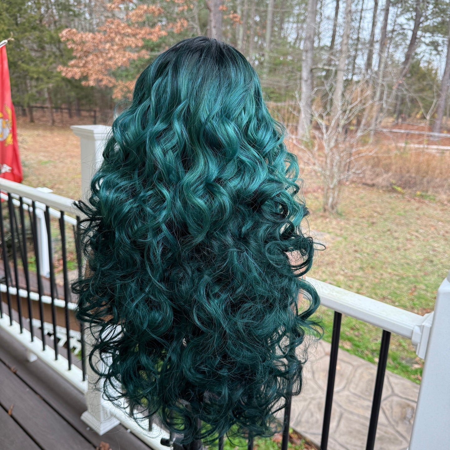 GREEN CURLY WIG JADA JANET COLLECTION SYNTHETIC MELT HD LACE WIG