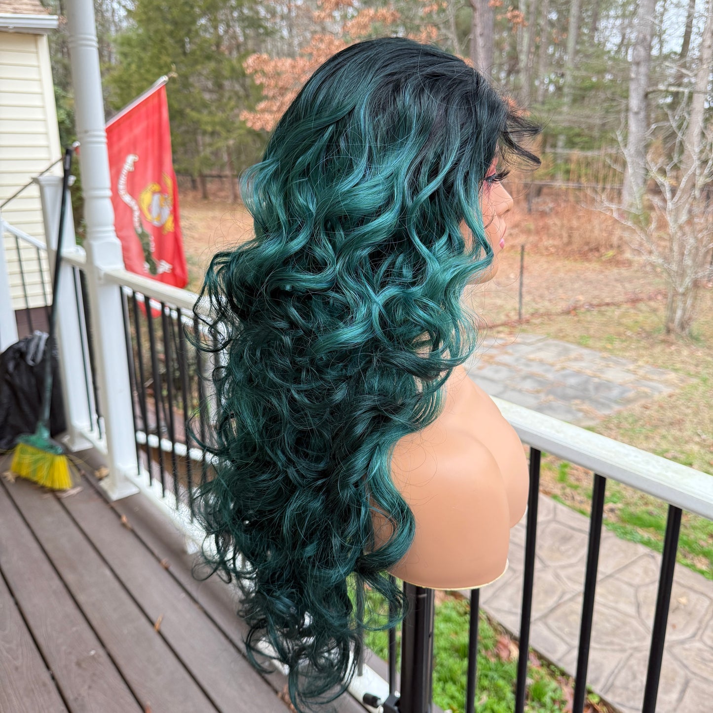 GREEN CURLY WIG JADA JANET COLLECTION SYNTHETIC MELT HD LACE WIG