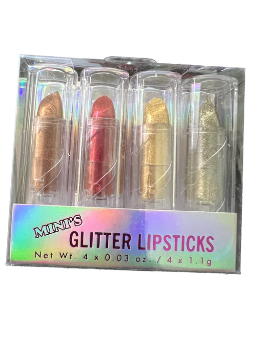 Mini polychromatic glitter lipstick set - 4pcs