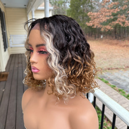 Irene - Ombre 1B/427 with 613 highlights curly lace front synthetic wig