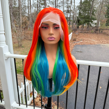 Noelani - 30" Free parting Rainbow wig Rainbow synthetic lace frontal wig