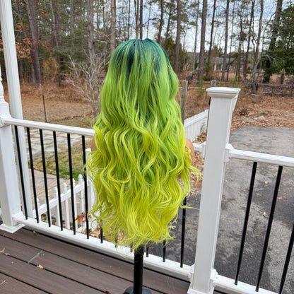 Midori - Ombre green synthetic lace front wig - neon green wig