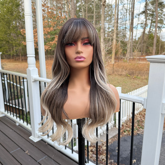 Dawn - Ash Brown synthetic wig with bangs