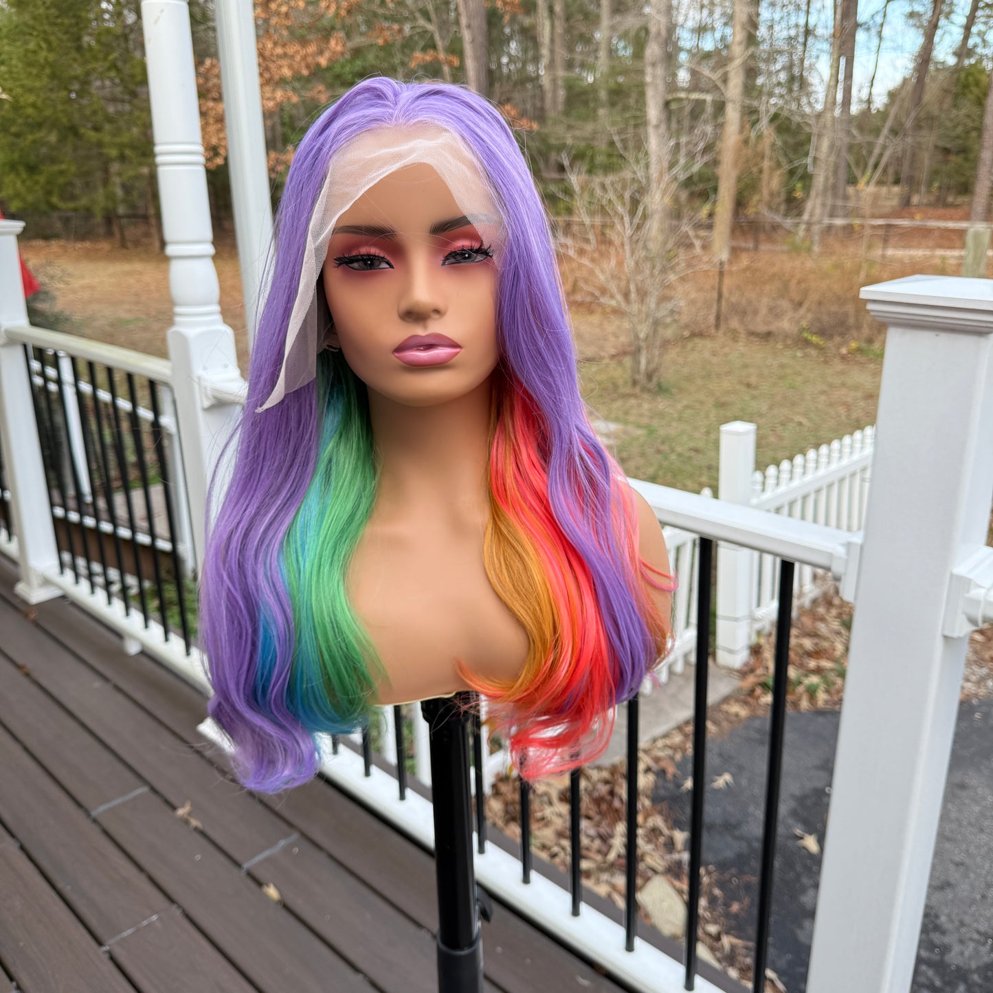 Victoria - Rainbow free parting synthetic lace frontal wig