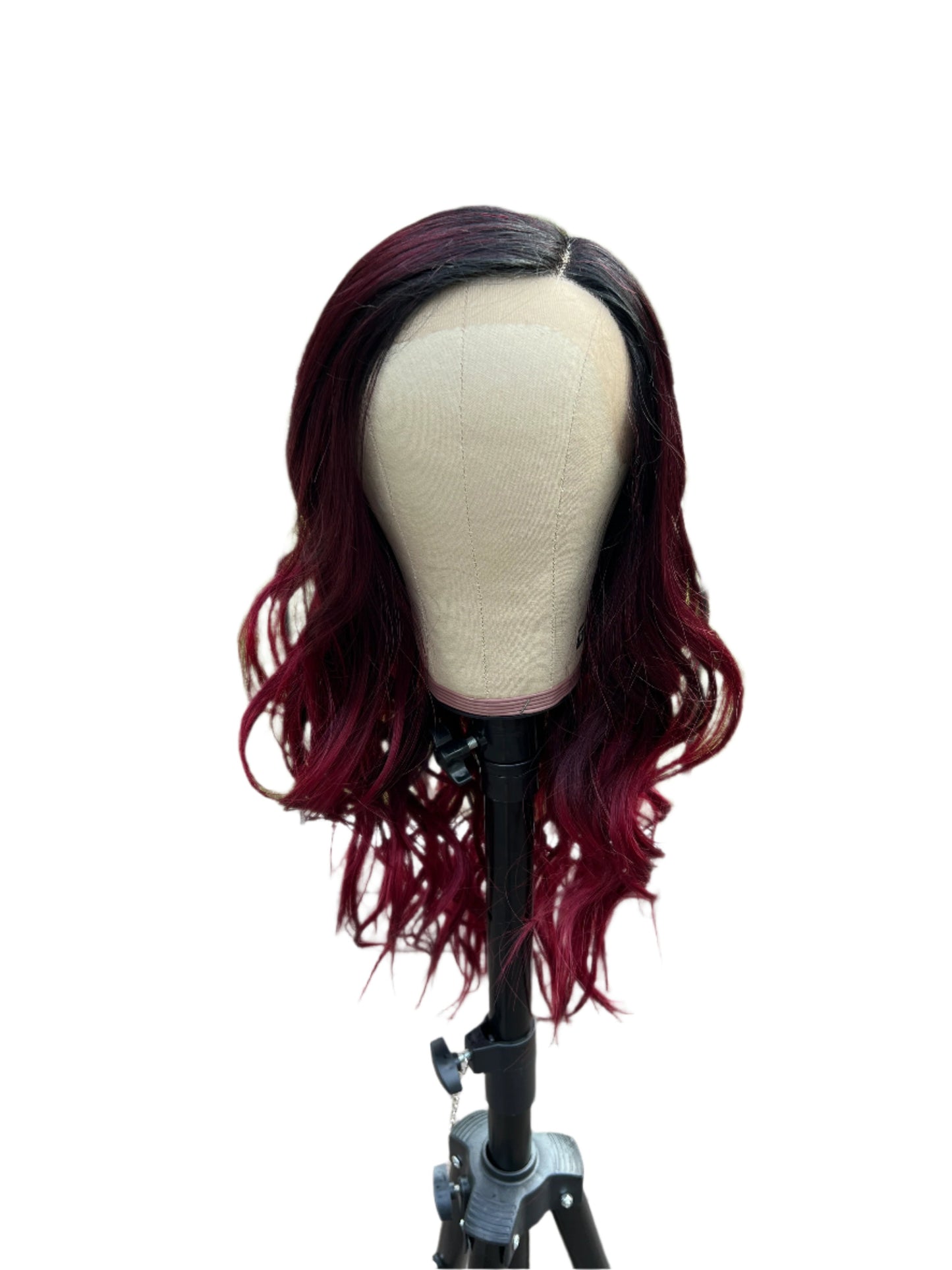 Tara - Dark root ombre reds synthetic lace front wig