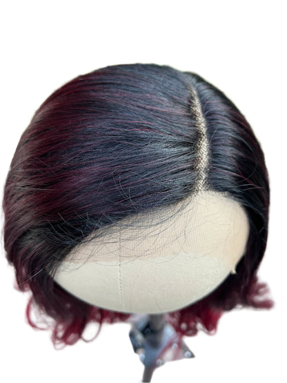 Tara - Dark root ombre reds synthetic lace front wig